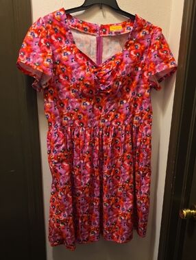 Bernie Dexter Pink & Orange Poppy Print Woman's 4X Dress NWOT